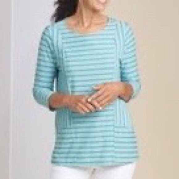 NWT Habitat 17832 Coastal Cotton Pocket Tunic in Beach Glass Womens Sz S… - Picture 1 of 7